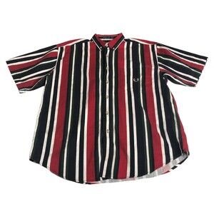 Vintage Coliseum Classic Shirt Mens XL Red Striped Crest Button Front 90s
